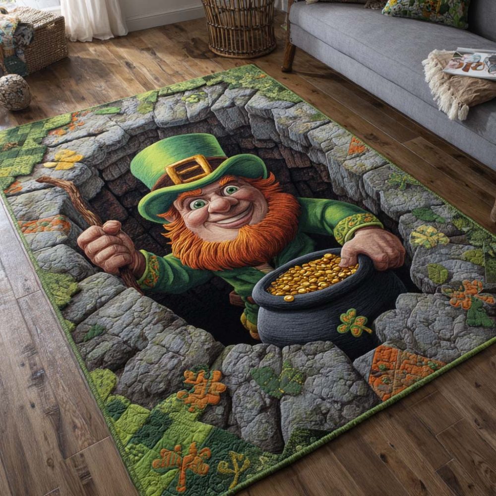 Lucky Clover Botanical Area Rug — Green St. Patrick’S Accent Rug For Living Room, Boho & Eco-Inspired Home Decor