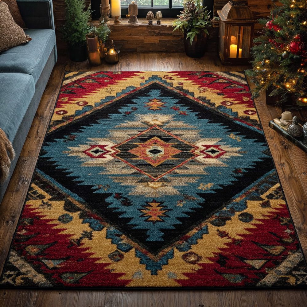 Heritage Distressed Area Rug — Vintage-Inspired Oriental Accent Rug For Living Room, Dining Area & Classic Home Styles