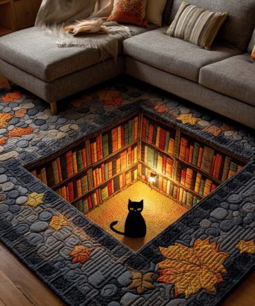 Cozy Library Area Rug — Warm Vintage Reading Room Accent Rug For Study, Home Office & Living Room With Soft Low-Pile Feel