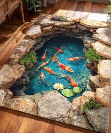 Serene Pond Area Rug — Tranquil Watercolor Accent Rug For Bedroom, Bathroom & Living Room With Soft, Stain-Resistant Pile