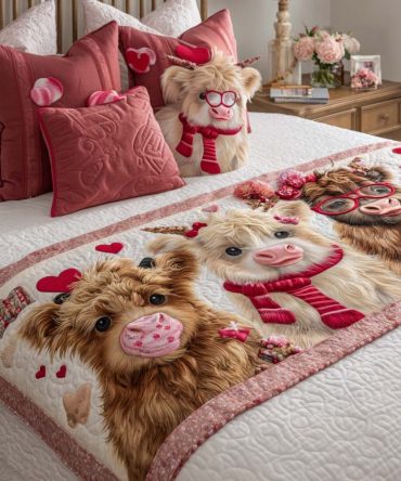 Highland Valentine Quilted Bed Runner - Tartan-Inspired Romantic Bed Scarf With Quilted Texture , Cozy Decorative Throw For Rustic & Cottage Bedrooms