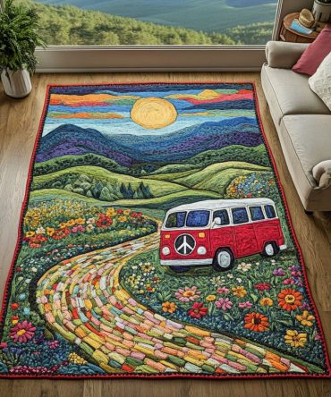 Vintage Hippie Dream Boho Rug – Colorful Psychedelic Area Rug With Soft Pile And Durable Weave For Living Rooms, Dorms & Studios
