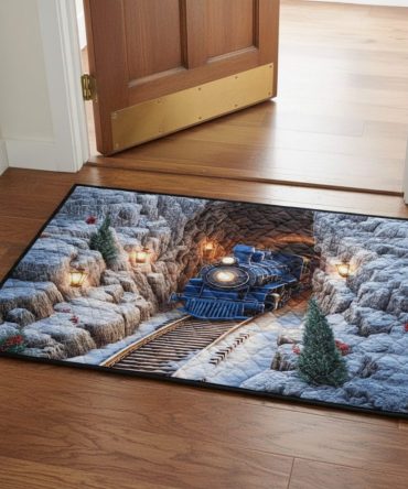 Festive Holiday Magic Welcome Mat - Vibrant Christmas Doormat With Snowflakes & Wreath, Durable Indoor/Outdoor Non-Slip