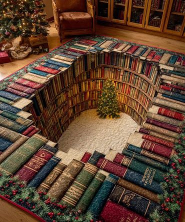 Holiday Book Themed Rug – Cozy Storybook Area Rug With Illustrative Holiday Motifs, Soft Plush Pile Ideal For Nurseries & Libraries