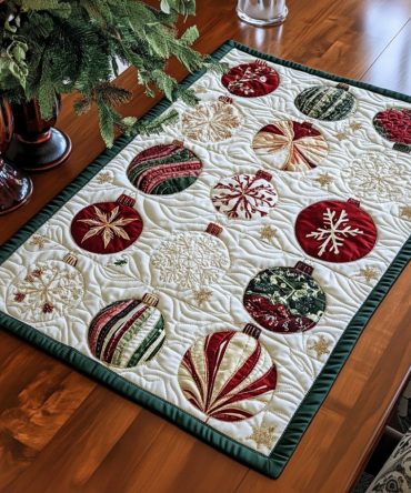 Holiday Charm Festive Quilted Placemat — Classic Holiday Motif on Quilted Cotton, Insulated Table Mat for Seasonal Entertaining