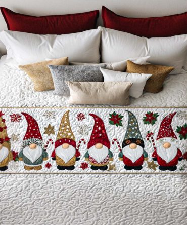 Holiday Cheer Quilted Bed Runner — Classic Festive Bedding Accent For Christmas Entertaining, Plush Quilting, Reversible & Easy Care