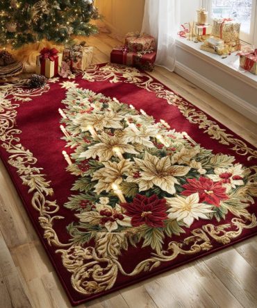 Holiday Dream Luxe Rug – Soft Winter Wonderland Area Rug With Elegant Holiday Patterns, High-Density Pile And Machine-Friendly Care