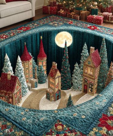 Festive Holiday Glow Christmas Area Rug – Plush Decorative Accent Rug For Living Room, Non-Slip, Durable & Machine-Washable