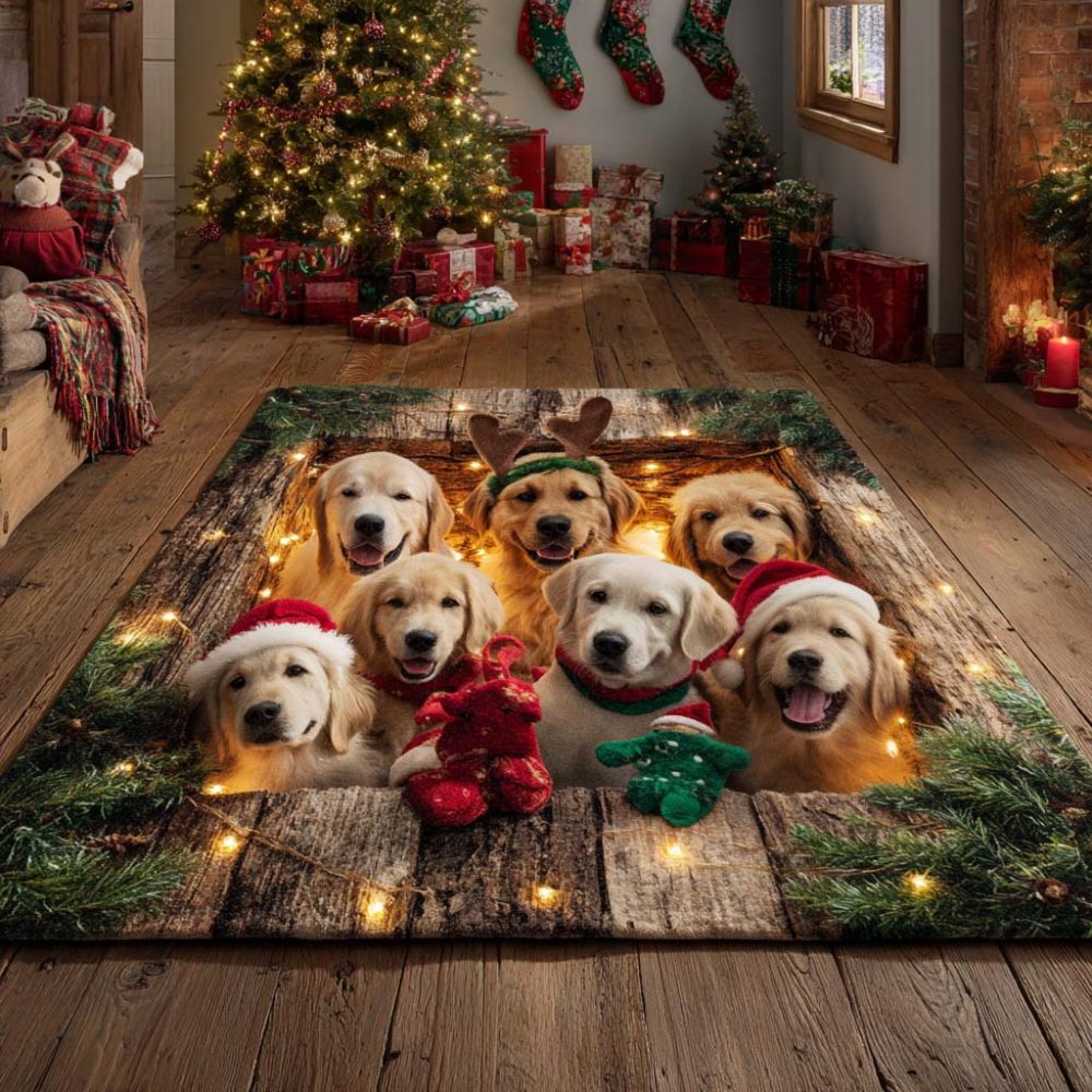 Golden Retriever Holiday Rug — Heartwarming Christmas Dog Area Mat, Soft Non-Slip Accent For Pet-Friendly Living Rooms & Gifts - Image 3