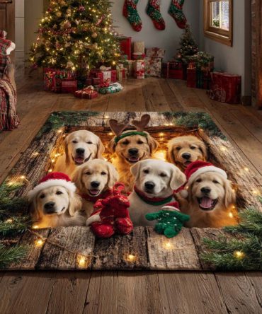 Holiday Golden Pack Christmas Rug Set – Luxurious Festive Area Rugs For Living Room & Hallway, Plush, Durable, Machine-Wash Safe