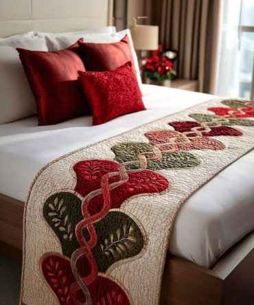 Holiday Haven Quilted Bed Runner - Classic Christmas Accent For Bedrooms & Living Spaces, Soft Quilted Seasonal Throw