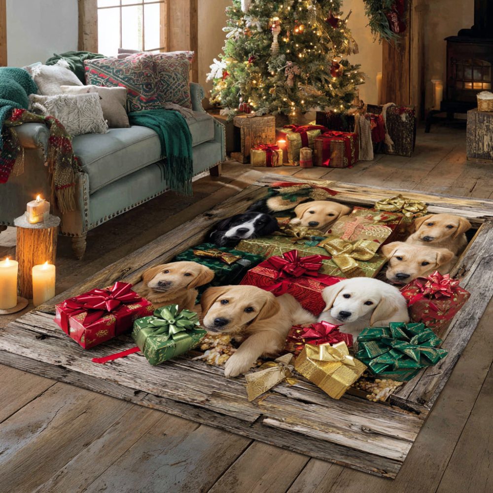 Holiday Labrador Retriever Area Rug – Cozy Festive Dog-Themed Accent Rug, Soft Plush, Durable Backing, Perfect For Pet-Friendly Homes