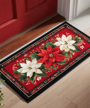 Premium Holiday Welcome Door Mat With Festive Lane Illustration — Weather-Resistant Front Door Doormat, Durable Non-Slip Indoor/Outdoor