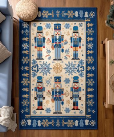 Holiday Nutcracker Themed Area Rug – Classic Christmas Accent Rug With Festive Nutcracker Design, Plush Pile & Non-Slip Backing