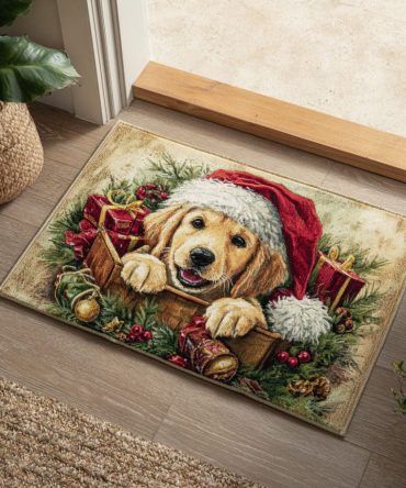Holiday Paws Front Door Mat — Festive Paw Print Welcome Rug For Pets & Families, Durable Coir 18X30 In, Outdoor/Indoor, Non-Slip Backing, Easy Clean