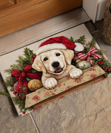 Holiday Pup Christmas Doormat — Festive Puppy Welcome Mat, Durable Coir Front Rug With Non-Slip Backing For Indoor/Outdoor Seasonal Decor & Gifts