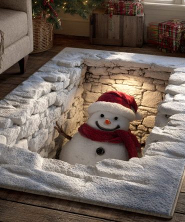 Deluxe Festive Snowman Christmas Rug — Plush Holiday Accent Mat For Living Room, Entryway & Nursery, Non-Slip, Machine-Friendly