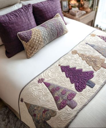 Holiday Spark Quilted Bed Scarf — Elegant Festive Bedding Accent, Sparkling Quilted Runner For Seasonal Bedroom & Living Room Styling