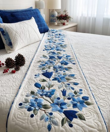 Holiday Sparkle Quilted Bed Runner — Shimmering Festive Decorative Runner With Quilted Texture, Perfect For Christmas & Seasonal Bedroom Glamour