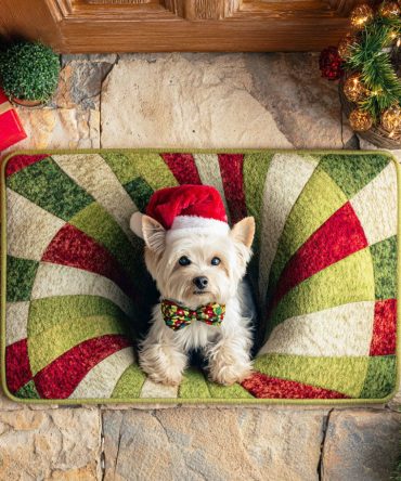 Holiday Terrier Doormat: Festive Terrier Welcome Mat With Durable Coir, Non-Slip Backing, Perfect Seasonal Door Decor & Gift