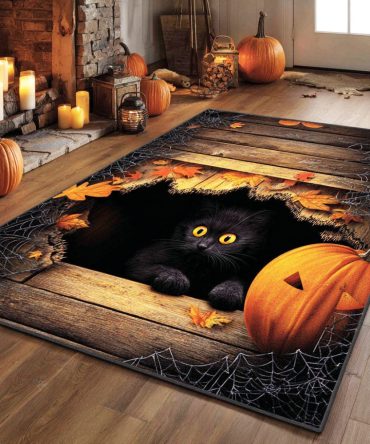 Hollow Cat Rise Accent Rug — Modern Cutout Cat Silhouette Area Rug For Living Room & Bedroom, Soft Plush Pile, Anti-Slip Backing