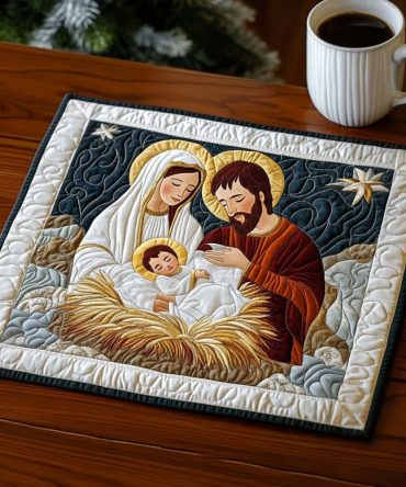 Holy Infant Quilted Religious Placemat — Inspirational Table Accent, Sacred Motif, Soft Cotton-Blend, Durable Stitching & Easy Care