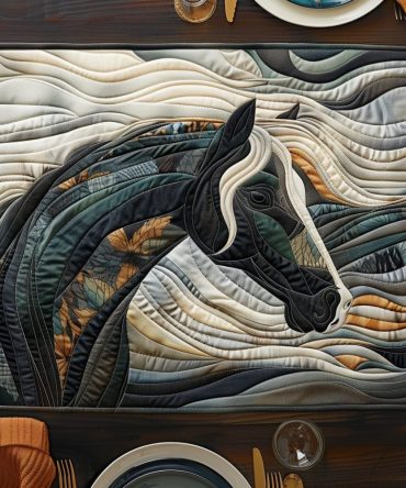 Elegant Horse Grace Quilted Placemat — Refined Equine Table Mat, Subtle Horse Dining Decor, Soft Quilted Kitchen Accent