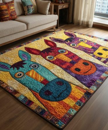 Horse Path Area Rug — Serene Meadow & Horse Silhouette Rug For Country & Modern Homes, Durable Low-Pile, Non-Slip Backing, Comfort Underfoot