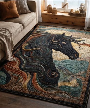 Artful Horse Soul Area Rug — Decorative Western-Style Rug For Living Room, Bedroom & Stable, Fade-Resistant Low Pile Design