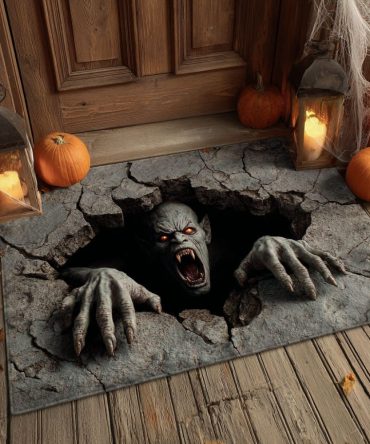 Haunting Howl Welcome Mat — Bold Halloween Entrance Rug With Durable Bristles, Non-Skid Backing For Porch, Patio & Party Doors