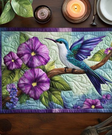 Humming Bliss Quilted Placemat — Hummingbird Floral Table Mat, Padded Protection, Machine-Washable & Vibrant Dining Decor