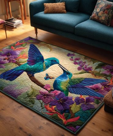 Hummingbird Harmony Soft Rug — Colorful Nature-Inspired Area Rug, Low-Pile Comfort For Family Rooms, Nurseries & Casual Spaces