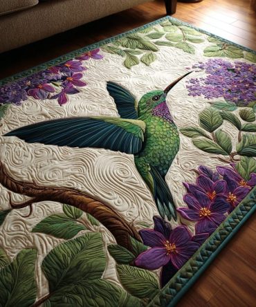 Hummingbird Song Area Rug — Whimsical Bird & Floral Accent Rug, Soft Low-Pile For Living Rooms, Kids’ Rooms & Garden-Themed Décor