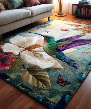 Hummingbird Spirit Area Rug — Elegant Nature-Inspired Rug With Lively Bird Motif, Durable Low-Pile For Timeless Home Styling