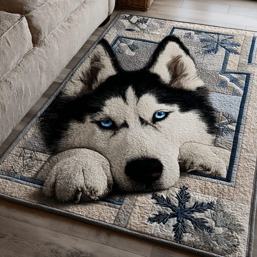 Dreamy Husky Motif Plush Area Rug - Ultra-Soft Non-Slip Living Room Carpet, Durable Fade-Resistant Accent Rug For Cozy Homes