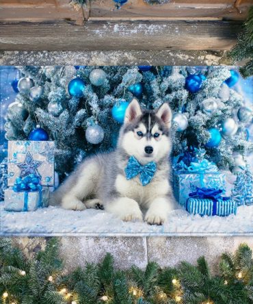 Husky Trail Welcome Mat — Arctic Dog Outdoor Doormat, Durable Non-Slip Entrance Rug For Cabin, Porch & Pet-Loving Homes