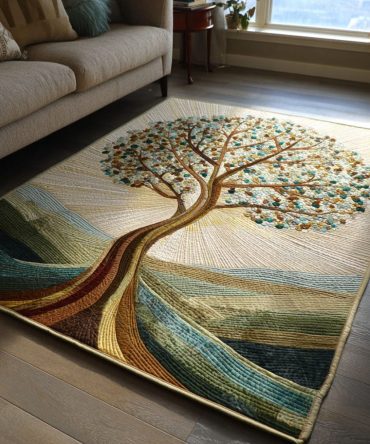 Icy Roots Organic Motif Rug - Nature-Inspired Area Carpet With Soft Plush Pile, Non-Slip Backing, Durable Accent For Modern Homes