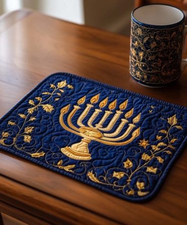 Glowing Path Quilted Placemat For Elegant Table Settings, Reversible Cotton Blend, Machine-Washable, Seasonal Dining Accent