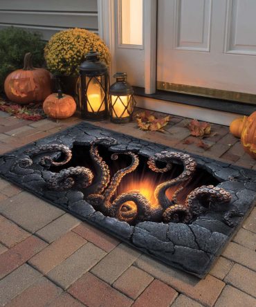Inferno Tentacles Gothic Doormat — Dramatic Halloween & Goth Entry Rug, Weatherproof Outdoor Welcome Mat With Slip-Resistant Backing