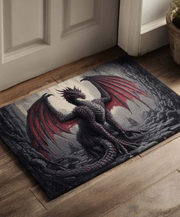Inferno Wing Demon Doormat – Fiery Coir Front Door Rug, Gothic Dragon Wing Design, Heavy-Duty Outdoor/Indoor Non-Slip Entrance Mat For Halloween