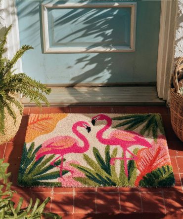 Island Elegance Tropical Door Mat — Luxe Palm Leaf Coir Welcome Rug, Weatherproof Outdoor Entry Mat For Patio And Front Porch