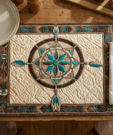 Ivory Compass Quilted Place Mat — Classic Neutral Quilted Table Mat, Elegant Ivory Cotton for Transitional Dining, Easy-Care & Layering Essential