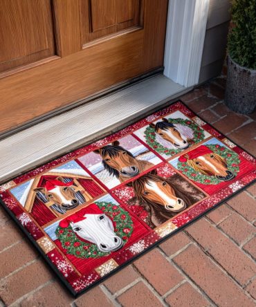 Festive Jingle Riders Holiday Doormat — Christmas Sleigh & Reindeer Outdoor Welcome Rug, Weather-Resistant, Non-Slip, Dirt-Trapping Seasonal Mat