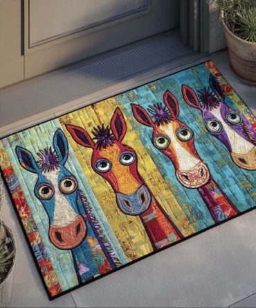 Jolly Donkey Holiday Welcome Mat — Festive Farmhouse Doormat With Whimsical Donkey Art, Durable Coir, Perfect Seasonal Accent