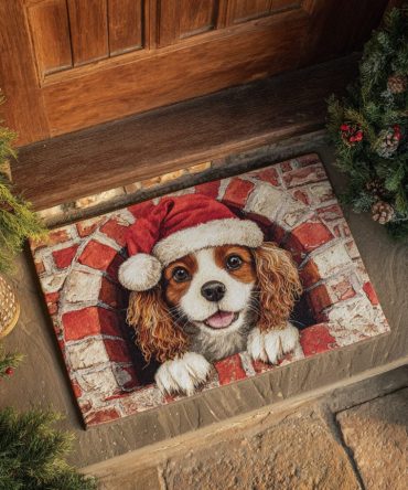 Cavalier King Charles Jolly Welcome Mat — Cute Spaniel Dog Doormat, Durable Indoor/Outdoor Front Door Accent For Pet Lovers & Gift Giving