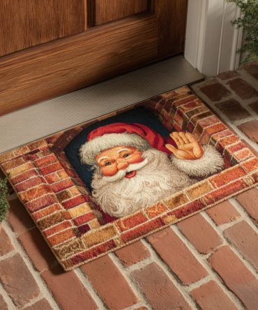 Jolly Santa Welcome Doormat - Classic Santa Face Front Door Rug For Holiday Entertaining, Durable Coir Mat, Indoor/Outdoor, Gift-Ready