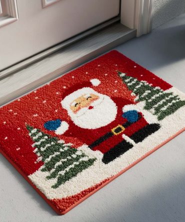 Jolly Santa Front Door Welcome Mat — Bright Christmas Doormat, Weather-Resistant Outdoor Holiday Rug With Non-Slip Backing For Porch & Entry