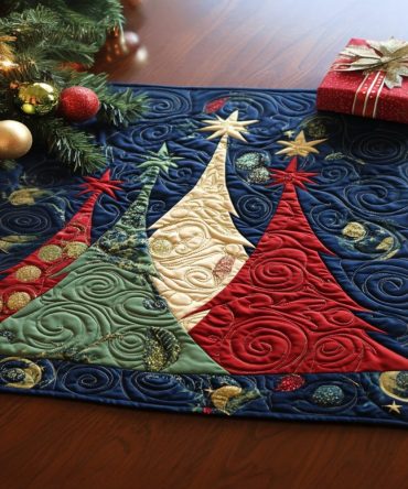Festive Evergreen Twist Quilted Placemat — Holiday & Winter Table Accent, Premium Cotton Padding, Reversible, Machine-Washable