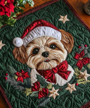 Shih Tzu Joy Quilted Placemat — Cute Dog-Themed Cotton Dining Mat, Padded Protection, Machine Washable Pet Lover Decor