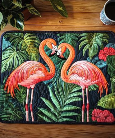 Jungle Romance Quilted Placemat — Exotic Leaf & Floral Table Decor, Lush Quilted Placemat for Entertaining, Durable & Easy to Clean